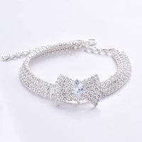 HKM-078547 Adjustable Crystal Bow Tie Pet Collar with Rhinestones for Dogs and Cats
