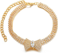 HKM-078547 Adjustable Crystal Bow Tie Pet Collar with Rhinestones for Dogs and Cats