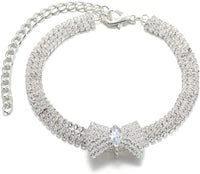 HKM-078547 Adjustable Crystal Bow Tie Pet Collar with Rhinestones for Dogs and Cats
