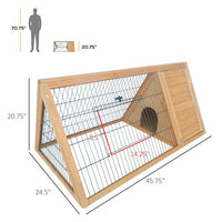 HKM-005715 Spacious Wooden A-Frame Outdoor Rabbit Cage with Ventilation and Dual Access Doors