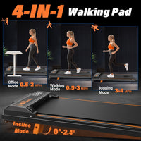 HKM-442771 Compact Treadmill with Remote Control, Display Screen, Three-Level Incline, and Easy-Move Wheels for Indoor Aerobic Exercise
