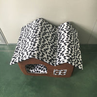 HKM-981523 Winter Pet Kennel Double Roof Dog House - Cozy Cloth Design, Spacious Dimensions 55x40x42 cm