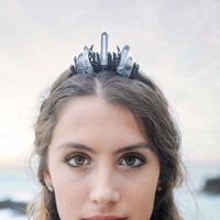 HKM-314707 Handmade Crystal Crown Headband with Pink, Red, Transparent, and Blue Crystals
