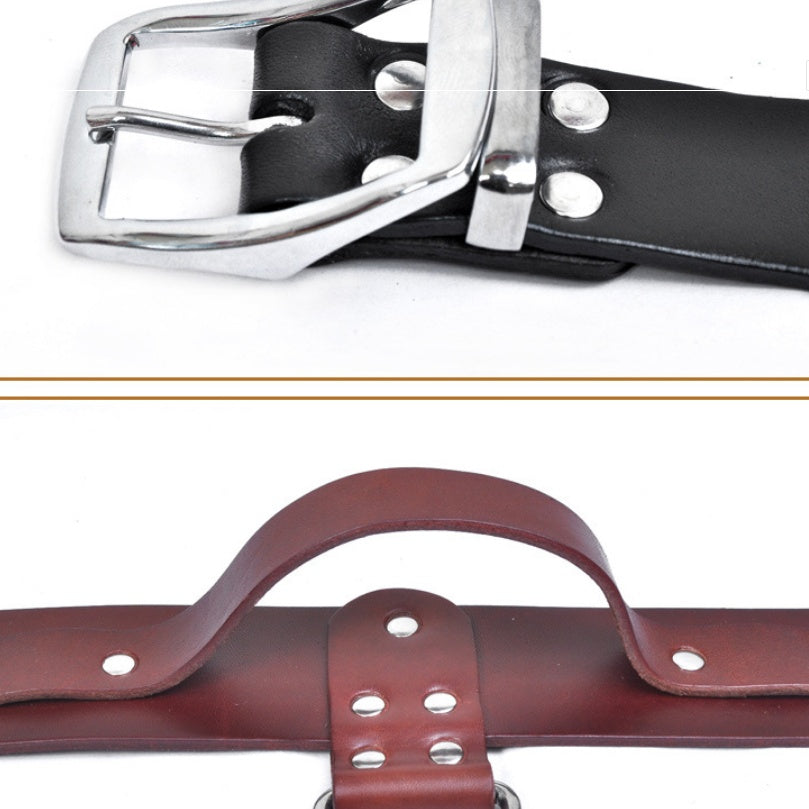 HKM-553107 Adjustable Latigo Leather Dog Collar for Medium and Large Dogs - Durable and Comfortable Design