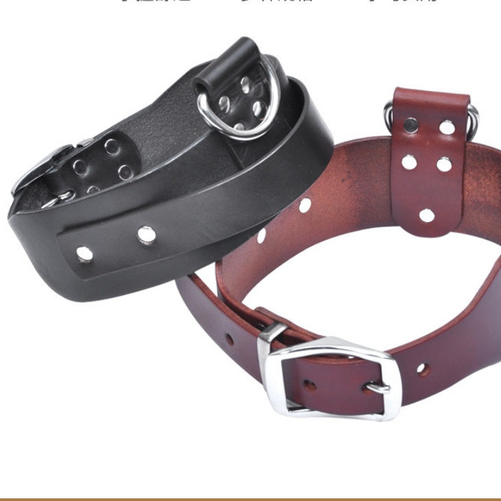 HKM-553107 Adjustable Latigo Leather Dog Collar for Medium and Large Dogs - Durable and Comfortable Design