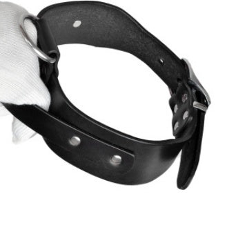 HKM-553107 Adjustable Latigo Leather Dog Collar for Medium and Large Dogs - Durable and Comfortable Design