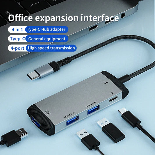 KTX-412179 High-Speed 4-in-1 USB-C Docking Station with Audio Jack and USB Hub for Laptops