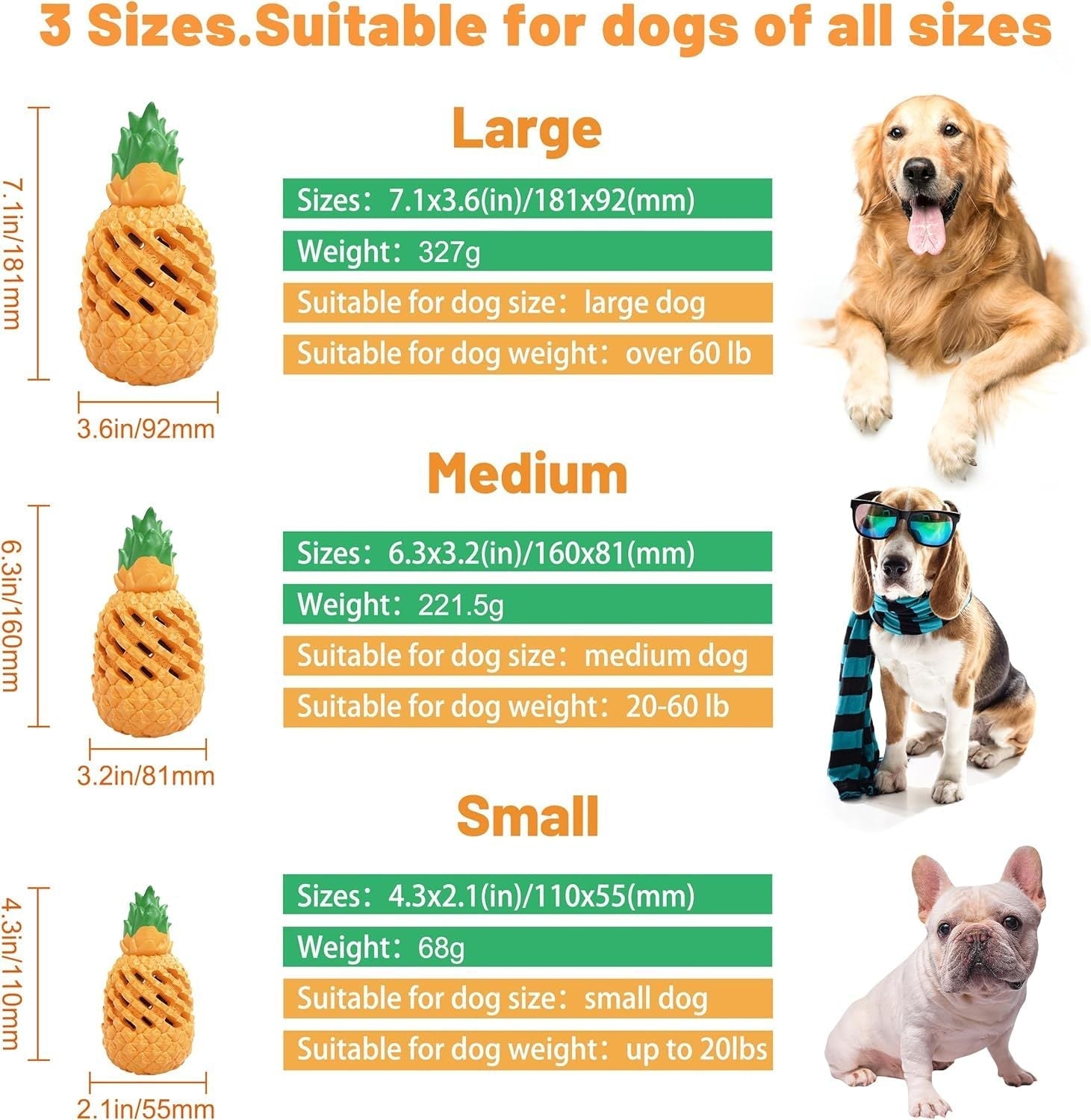 HKM-614675 Indestructible Pineapple Chew Toy for Aggressive Dogs - Durable Natural Rubber Teething Toy