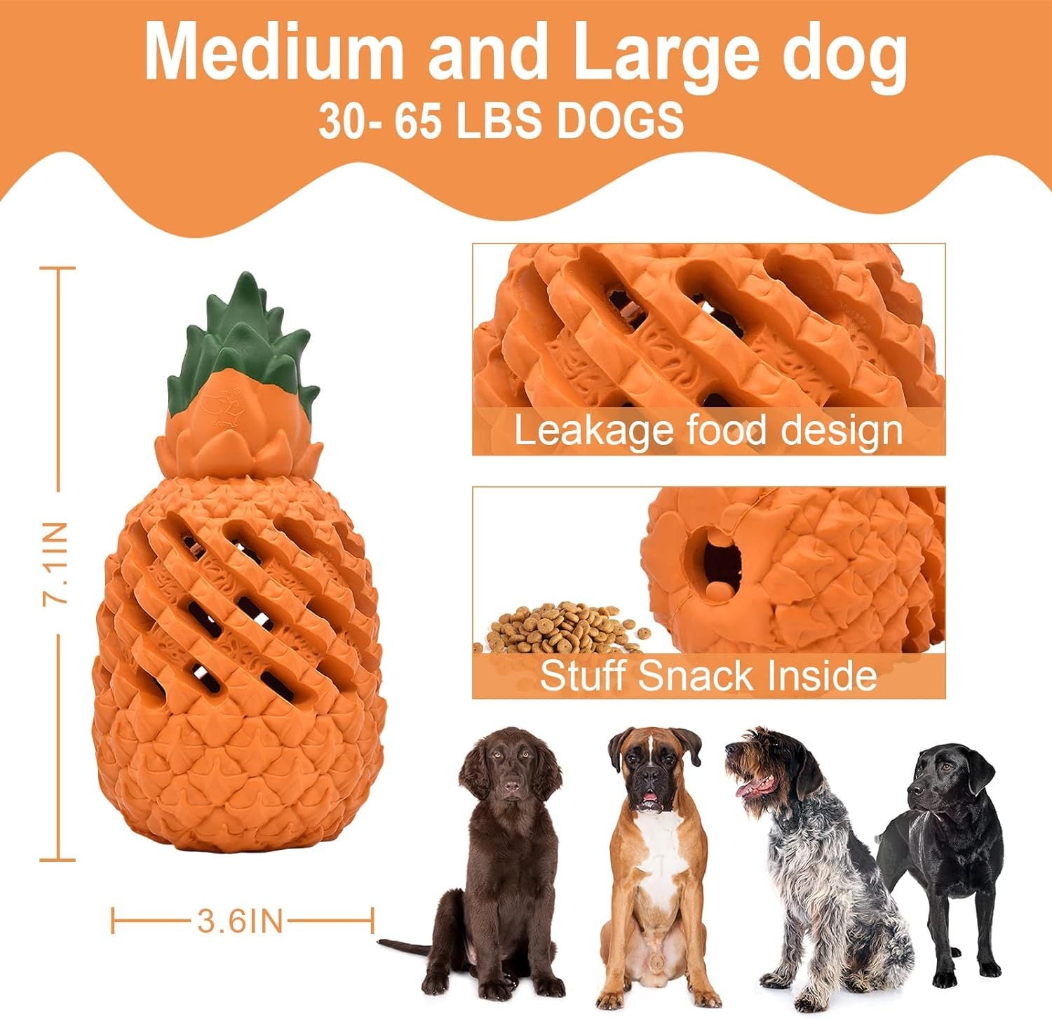 HKM-614675 Indestructible Pineapple Chew Toy for Aggressive Dogs - Durable Natural Rubber Teething Toy