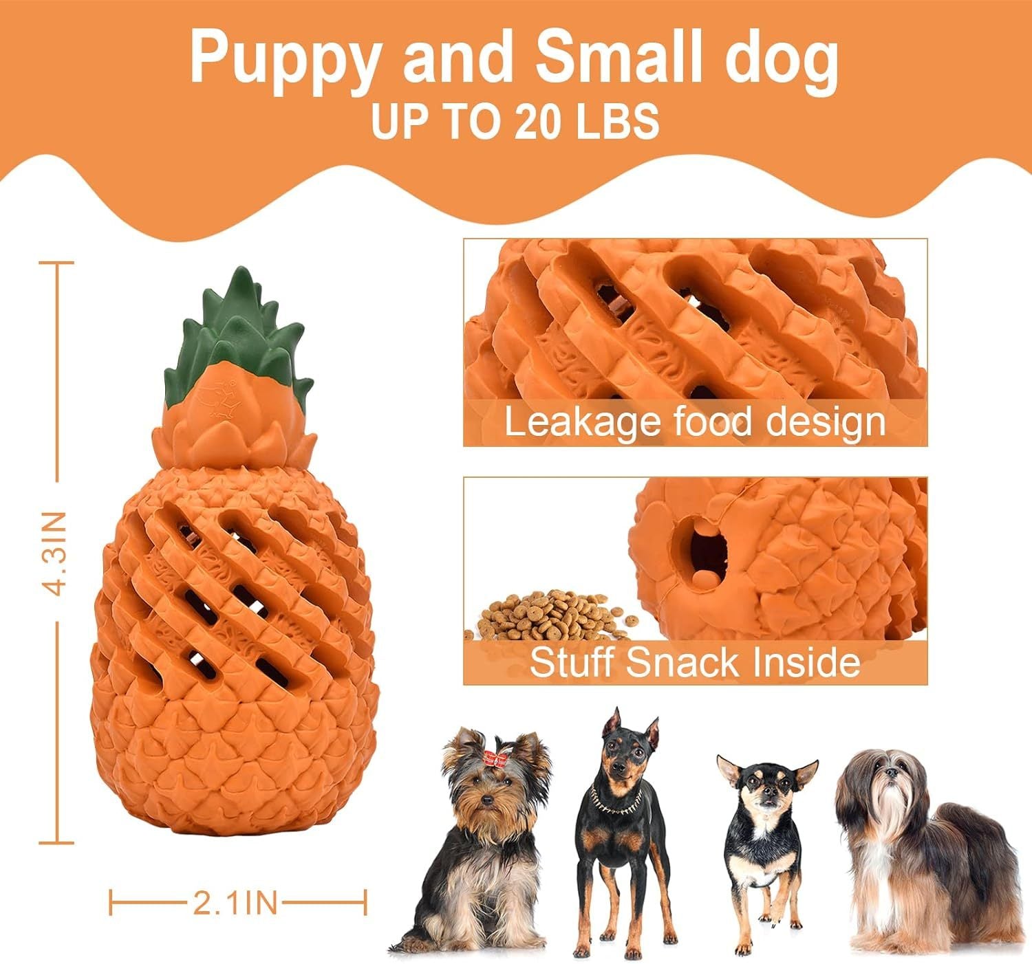 HKM-614675 Indestructible Pineapple Chew Toy for Aggressive Dogs - Durable Natural Rubber Teething Toy
