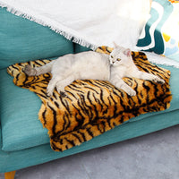 HKM-011987 Cozy Cat Mat for Dogs – Plush Sleeping Cushion in Tiger and Black Fox Patterns