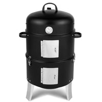 HKM-845203 Cylindrical Charcoal Grill Smoker - Double-Walled Design, 47x41.5x82cm