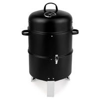 HKM-845203 Cylindrical Charcoal Grill Smoker - Double-Walled Design, 47x41.5x82cm