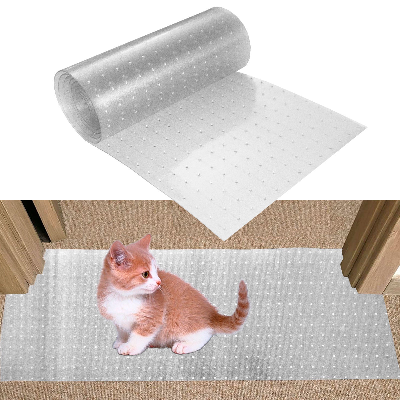 HKM-429395 Transparent Cat Scratch Protector Pad for Door Carpets - Scratch-Resistant PVC Mat, Various Sizes Available