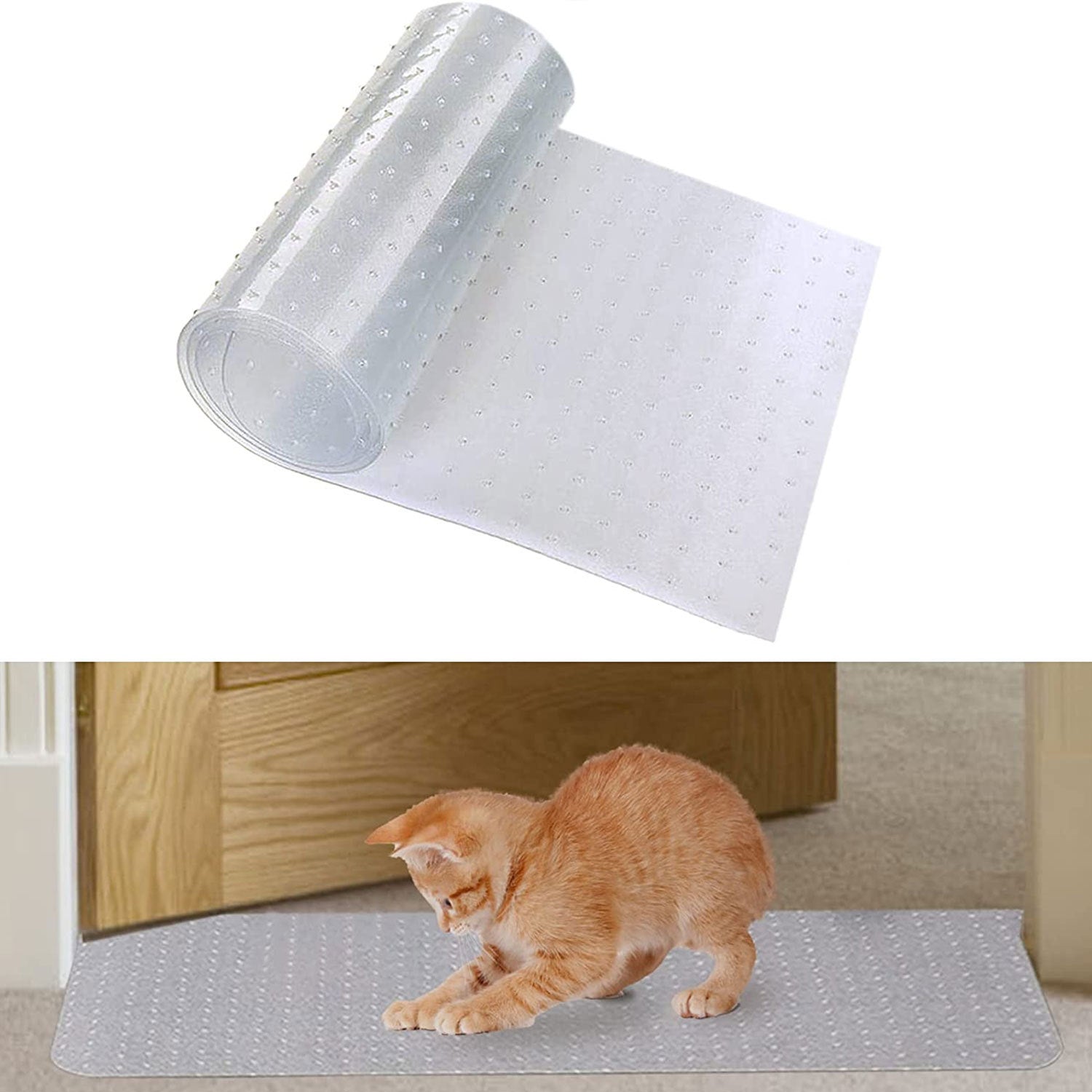 HKM-429395 Transparent Cat Scratch Protector Pad for Door Carpets - Scratch-Resistant PVC Mat, Various Sizes Available
