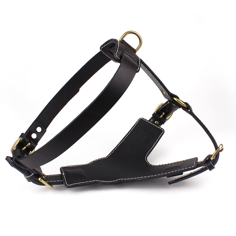 HKM-566931 Cowhide Pet Chest and Back Harness for Medium to Large Dogs - Adjustable Sizes M and L