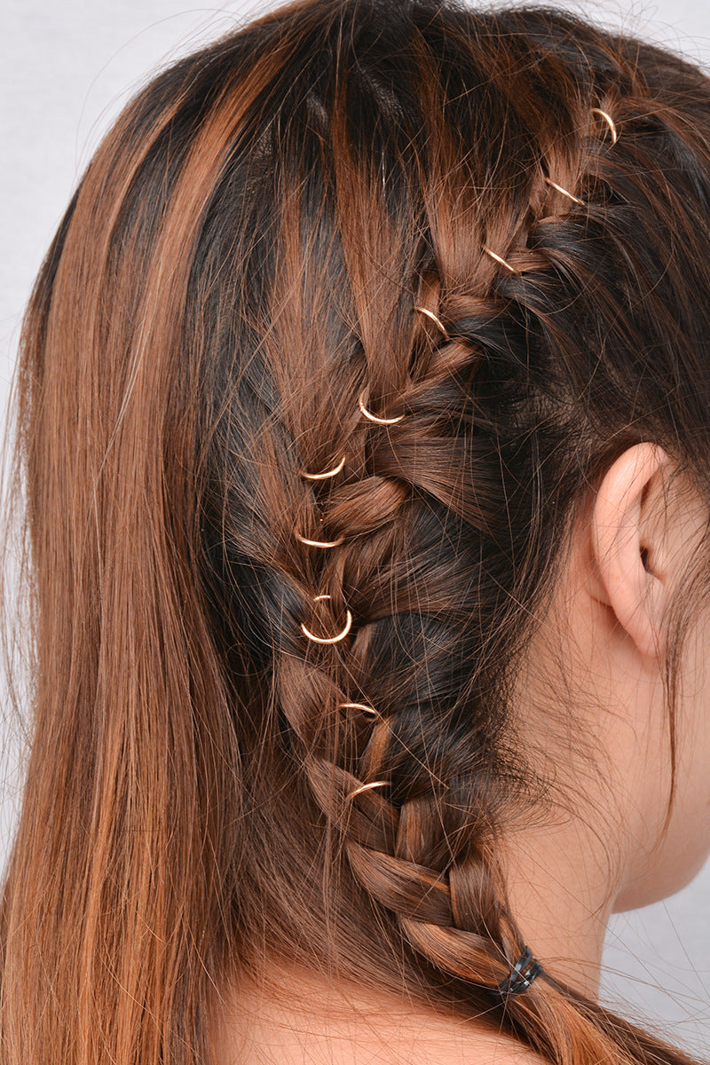 HKM-542931 Alloy DIY Hair Braid Circle Hair Clips Set - 10pcs Hair Accessories