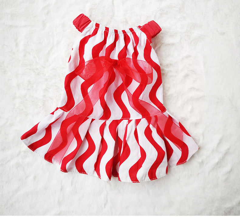 HKM-100627 Cotton Princess Bow Skirt for Dogs and Cats - Red, Available in Multiple Sizes