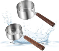 HKM-592083 Stainless Steel Dog Food Scoop with Wooden Handle for Accurate Measuring