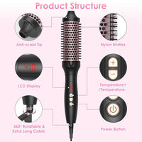 HKM-960403 3-in-1 Thermal Brush for Hair Styling, Straightening, and Curling with 10 Heating Levels and Fast 30S Heating