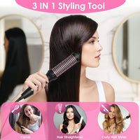 HKM-960403 3-in-1 Thermal Brush for Hair Styling, Straightening, and Curling with 10 Heating Levels and Fast 30S Heating