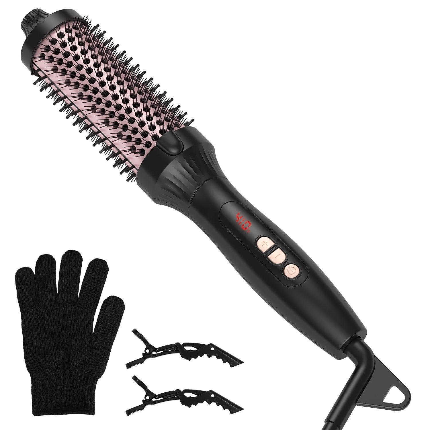 HKM-960403 3-in-1 Thermal Brush for Hair Styling, Straightening, and Curling with 10 Heating Levels and Fast 30S Heating