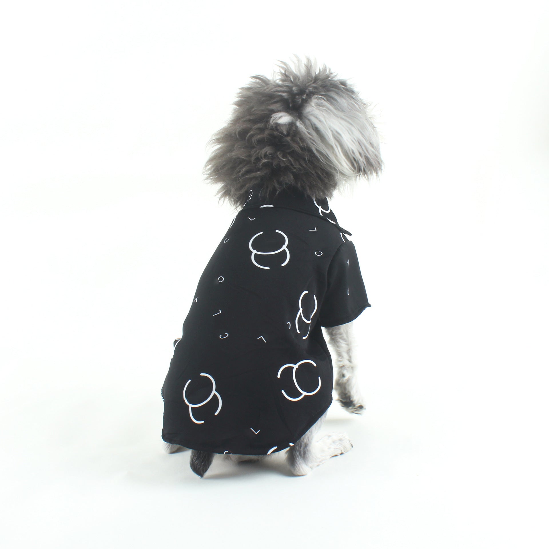 HKM-261523 Casual Cotton Dog Shirt with Black Letter Print for Trendy Pets