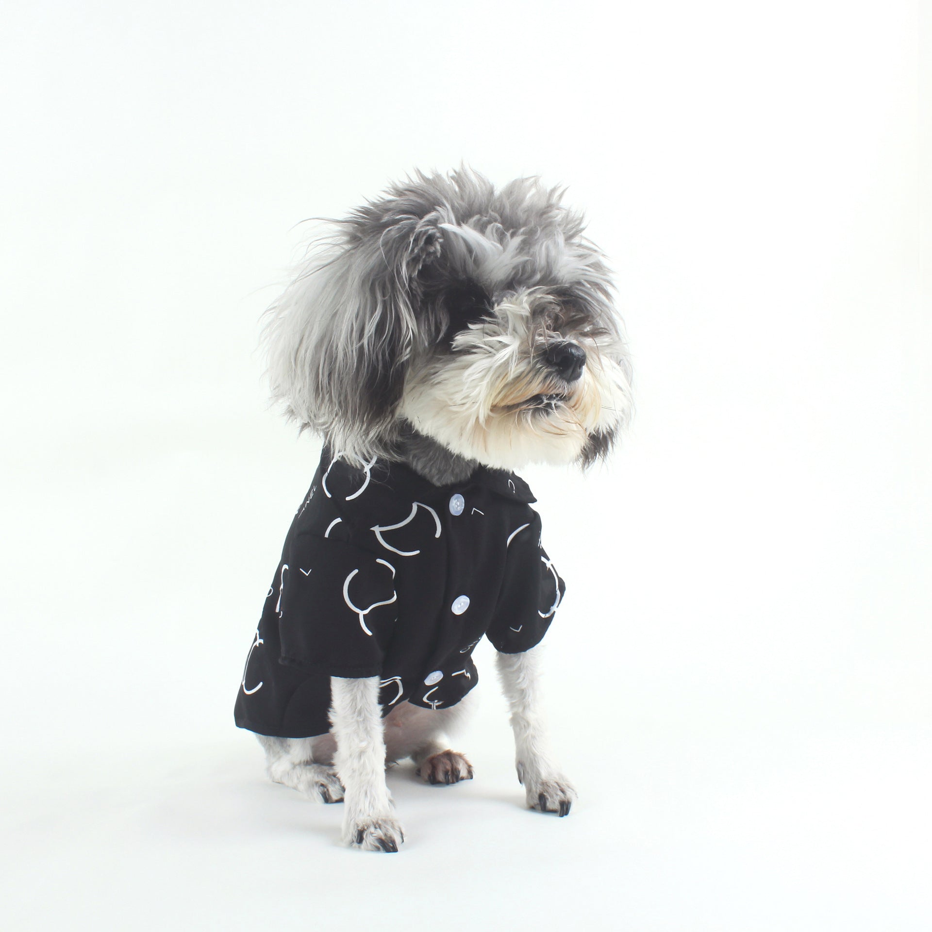 HKM-261523 Casual Cotton Dog Shirt with Black Letter Print for Trendy Pets