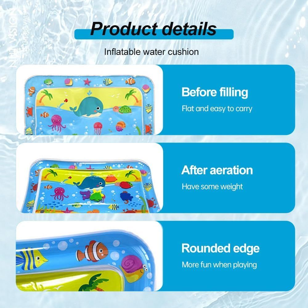 HKM-463507 Inflatable Sensory Water Play Mat for Cats – Thickened Water Sensor Design for Interactive Tummy Time and Play
