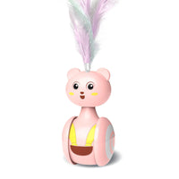 HKM-495123 Interactive Cat Feather Toy with Rolling Ball and Tumbler Design, Engaging Pet Plaything for Cats