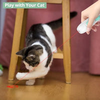 HKM-346771 Interactive Rechargeable Laser Pointer Cat Wand with Feather Toy - 2-in-1 Fun for Indoor Cats and Kittens