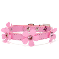 HKM-693075 Adjustable PU Sunflower Pet Collar in Black, Red, Pink, and Rose Red ¨C Multiple Sizes Available