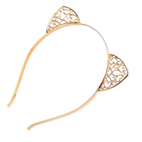 HKM-374483 Shiny Plaid Cat Ear Headband for Women - Fashionable Plastic Accessory
