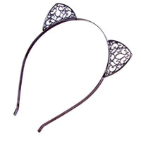 HKM-374483 Shiny Plaid Cat Ear Headband for Women - Fashionable Plastic Accessory