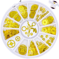 HKM-760851 Metallic 3D Snowflake Nail Sequins - 240 Piece Set in Gold, Silver, Bronze, and Black