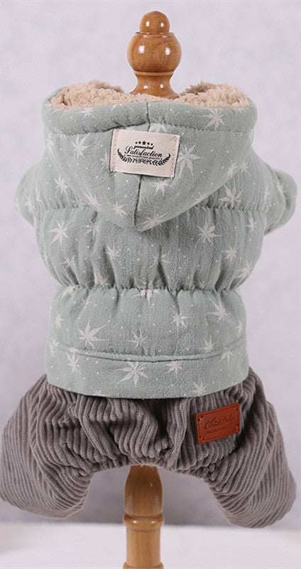 HKM-926099 Four-Legged Clothing in Cartoon Style - Soft Cotton Outfit for Pets in Green, Pink, Khaki, Sizes XS to XL