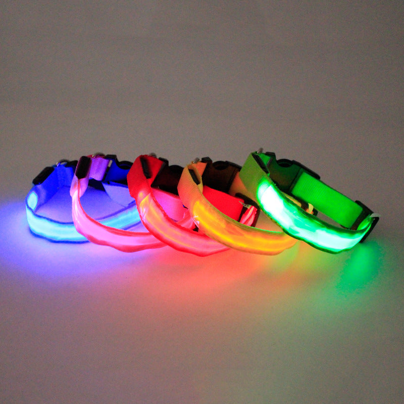 HKM-772115 Adjustable Nylon Dog Collar in Green, Pink, Red, and Blue - Sizes S, M, L Available