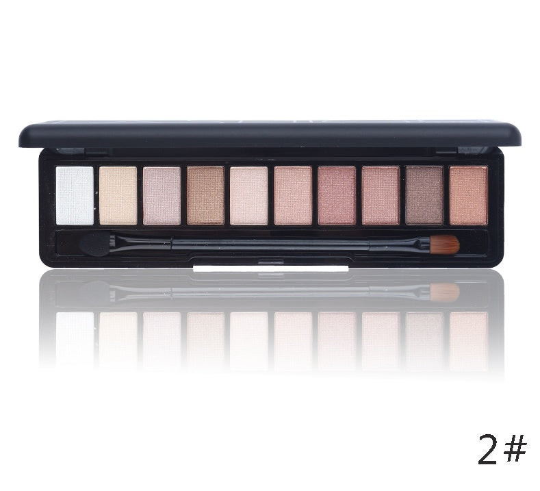 HKM-702803 10-Color Natural Eye Shadow Palette with Silk Texture and Brush