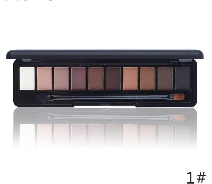 HKM-702803 10-Color Natural Eye Shadow Palette with Silk Texture and Brush