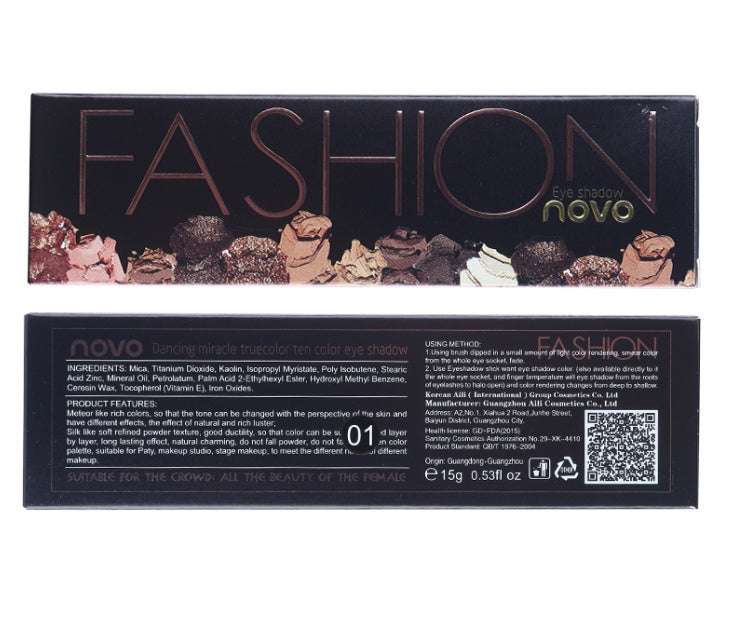 HKM-702803 10-Color Natural Eye Shadow Palette with Silk Texture and Brush