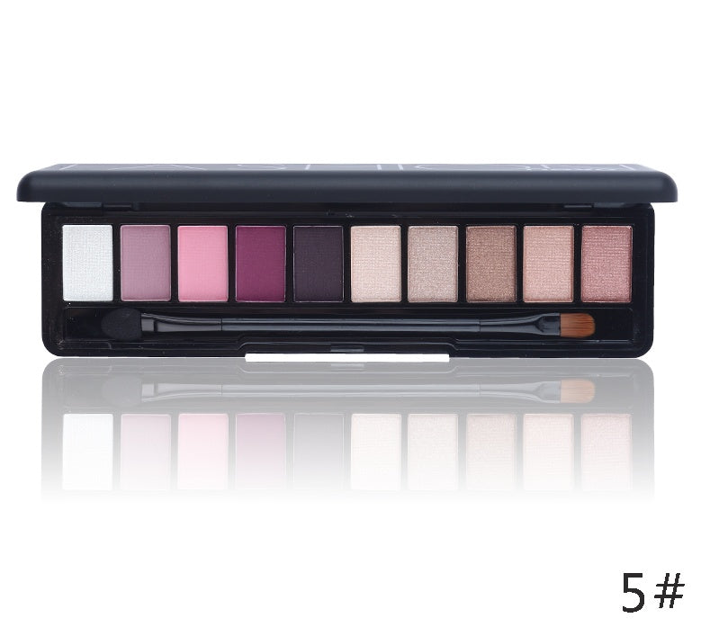 HKM-702803 10-Color Natural Eye Shadow Palette with Silk Texture and Brush