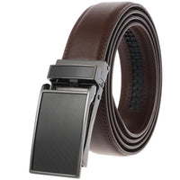 HKM-215379 Genuine Leather Automatic Sliding Buckle Belt for Men