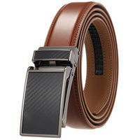 HKM-215379 Genuine Leather Automatic Sliding Buckle Belt for Men