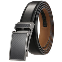 HKM-215379 Genuine Leather Automatic Sliding Buckle Belt for Men