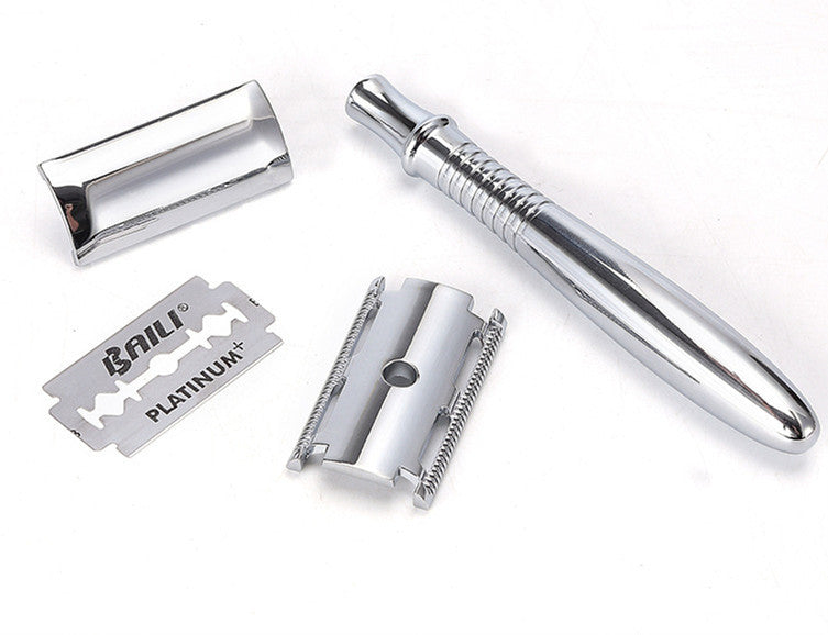 HKM-840467 Retro Double-Sided Razor with 5 Platinum Blades and Eco-Friendly Gift Box