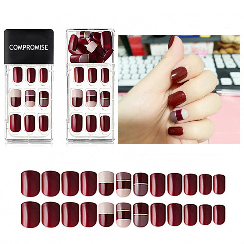 HKM-987923 Summer Style Soft PVC Fake Nails - 24 Multi Color Reusable Artificial Nail Set