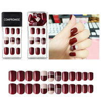 HKM-987923 Summer Style Soft PVC Fake Nails - 24 Multi Color Reusable Artificial Nail Set