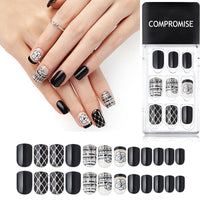 HKM-987923 Summer Style Soft PVC Fake Nails - 24 Multi Color Reusable Artificial Nail Set