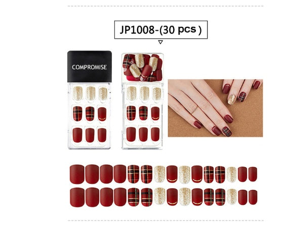 HKM-987923 Summer Style Soft PVC Fake Nails - 24 Multi Color Reusable Artificial Nail Set