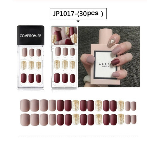HKM-987923 Summer Style Soft PVC Fake Nails - 24 Multi Color Reusable Artificial Nail Set